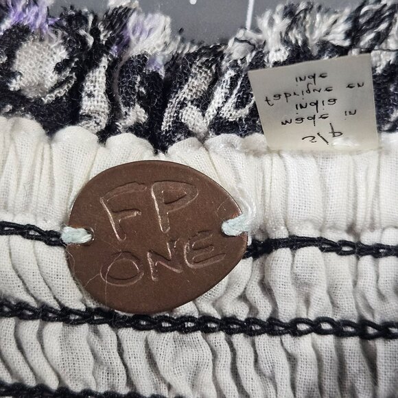 Free People Strapless Mini Dress  S Boho Vacation Tie-Front Ruffle Hem Resort we - Picture 14 of 16